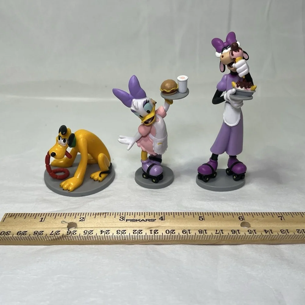 Disney Figures Daisy Duck Clarabelle Cow Waitress Pluto Dog Cake Topper Toy 3.5